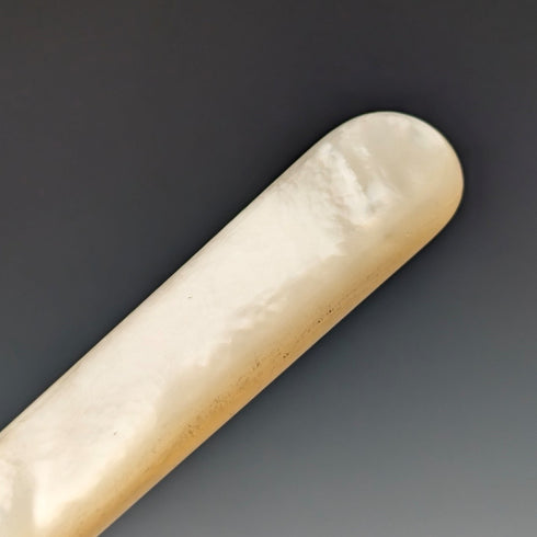 約 1903 年英國古董白色珍珠手柄甜點餐具 6 對含埃爾金頓托盤